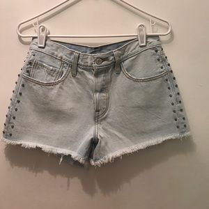 Levis denim shorts with studs.
