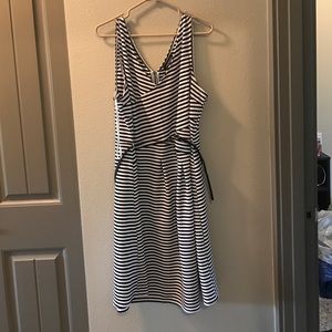 Black and white striped dress