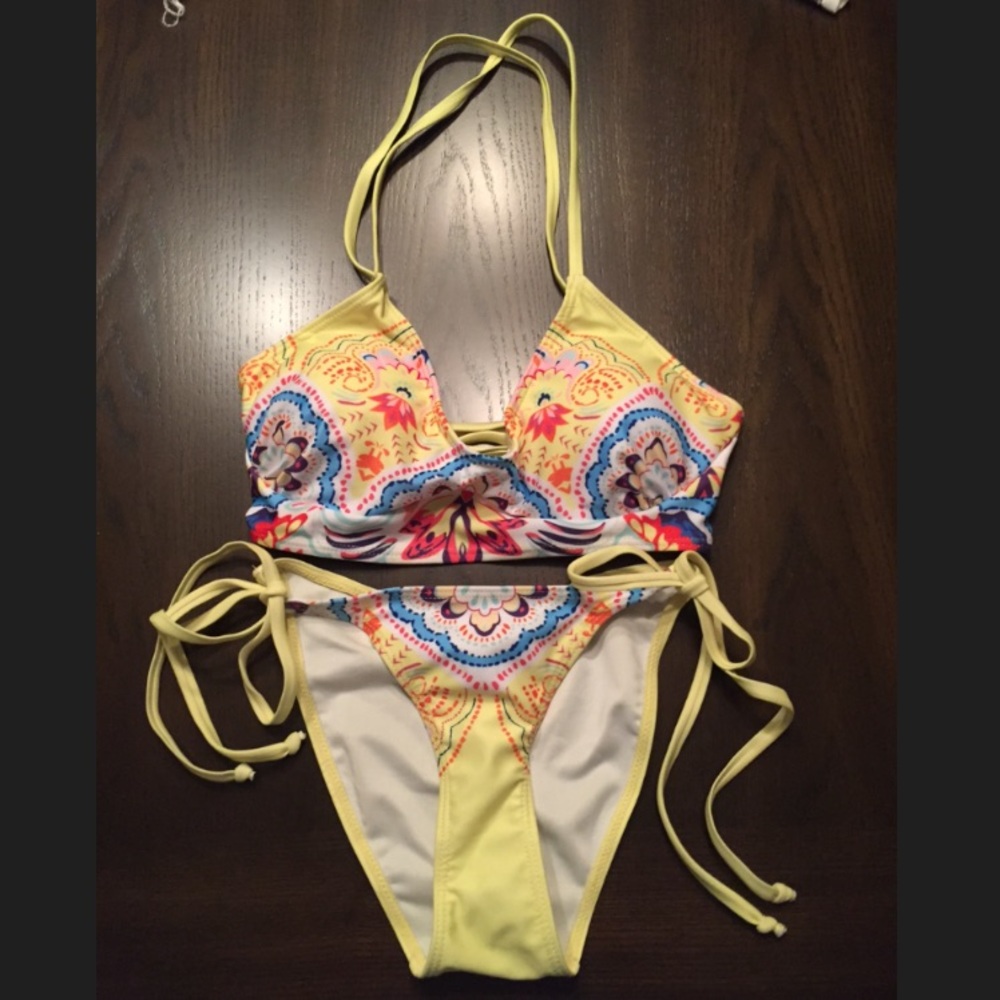 Yellow Patterned Bikini Set