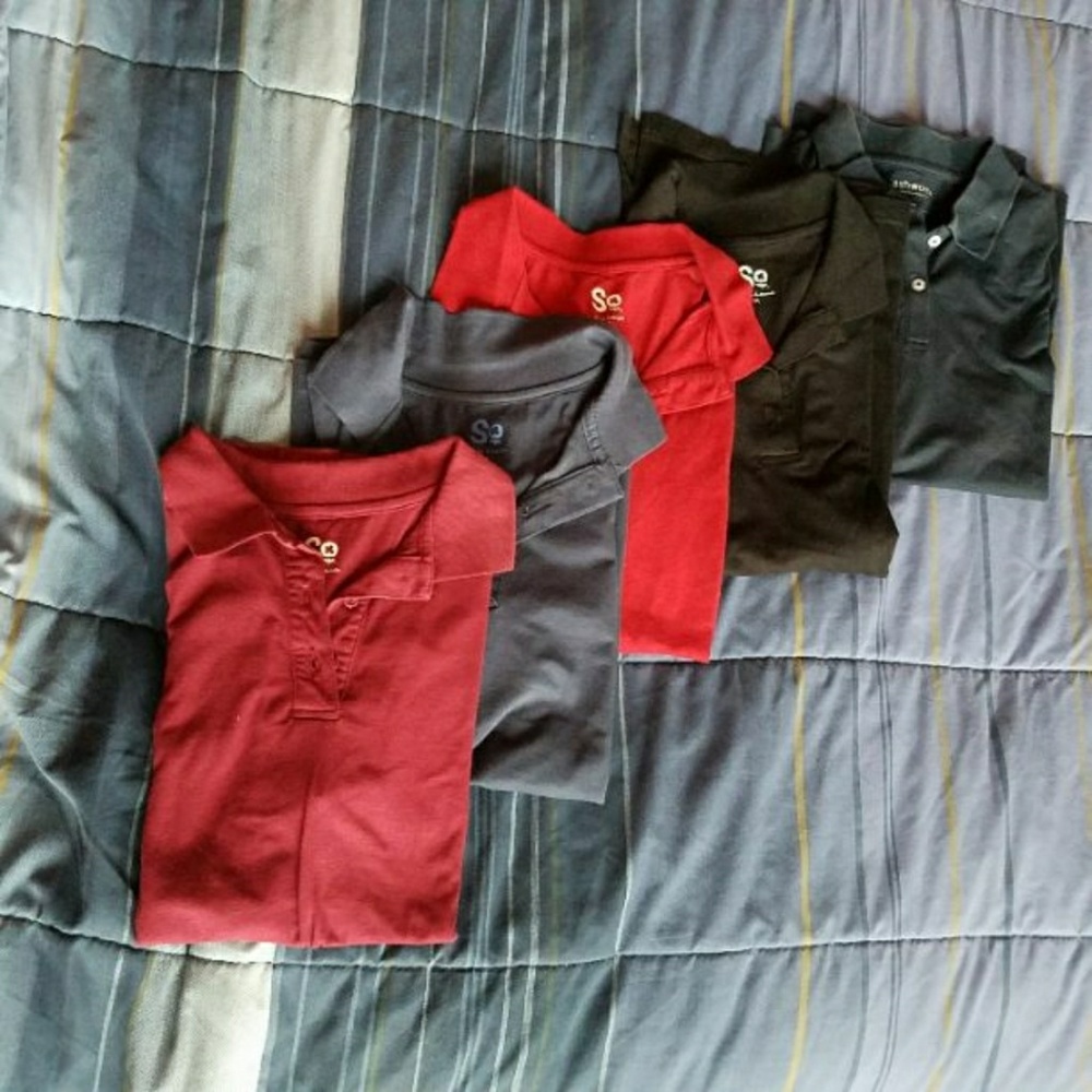 5 Women Collared Polo Shirts Size M
