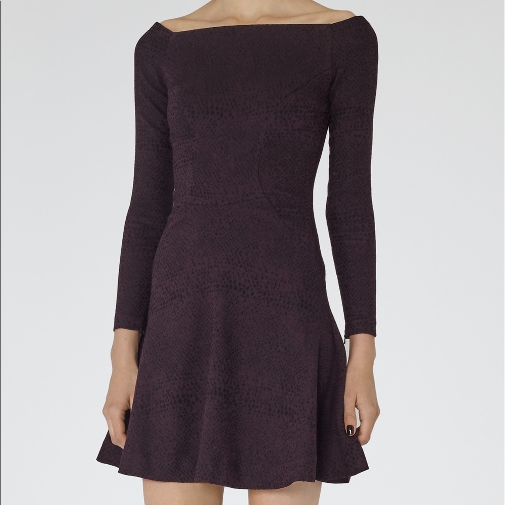 Reiss Off the Shoulder Fit and Flare Dress