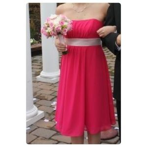 Strapless pink knee length dress