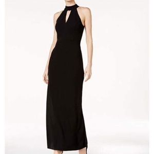 Calvin Klein - long, black, halter cutout dress