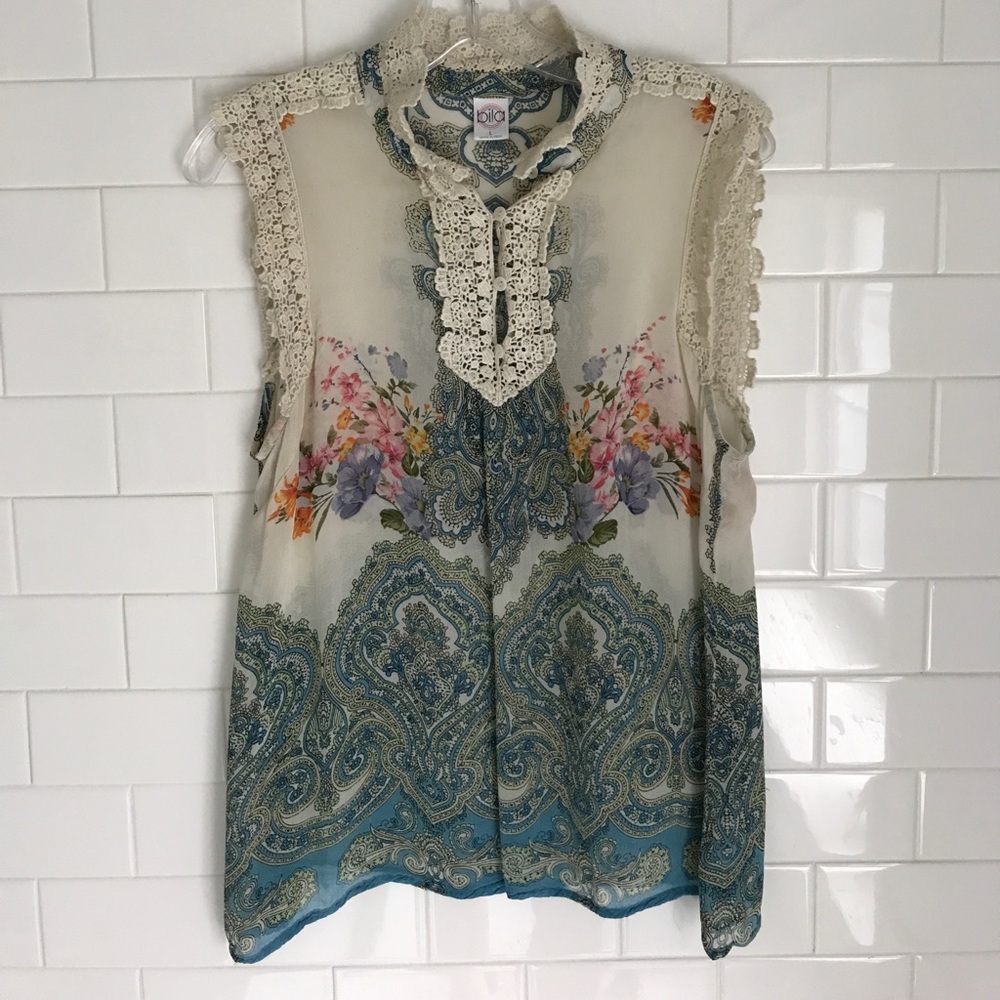 Floral sheer lace top summer