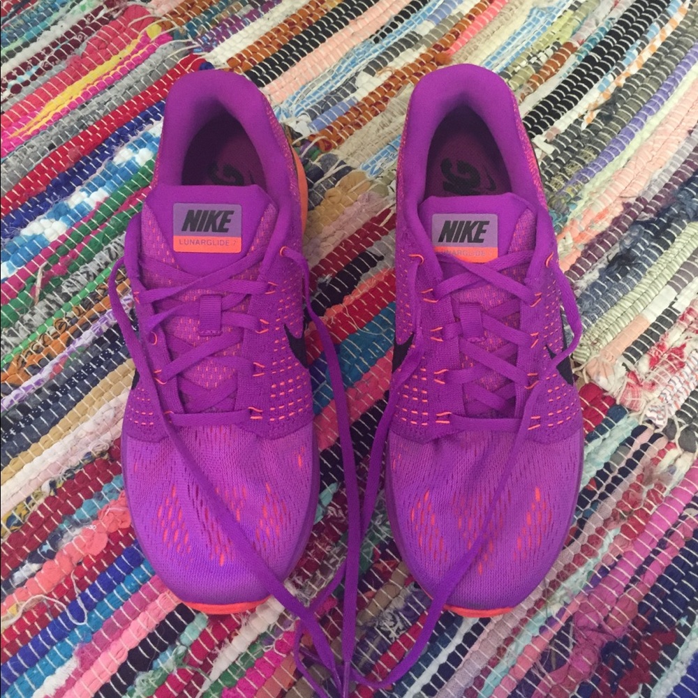 Magenta neon Nike lunarglide 7 9.5 purple orange