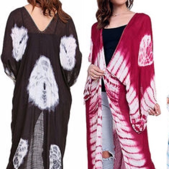 1 DAY SALE🛍SCARLET Pink Tie Dye Kimono - Picture 2 of 2