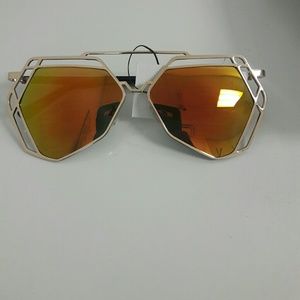 Retro Mirror Cateye Glasses With Gold Frame
