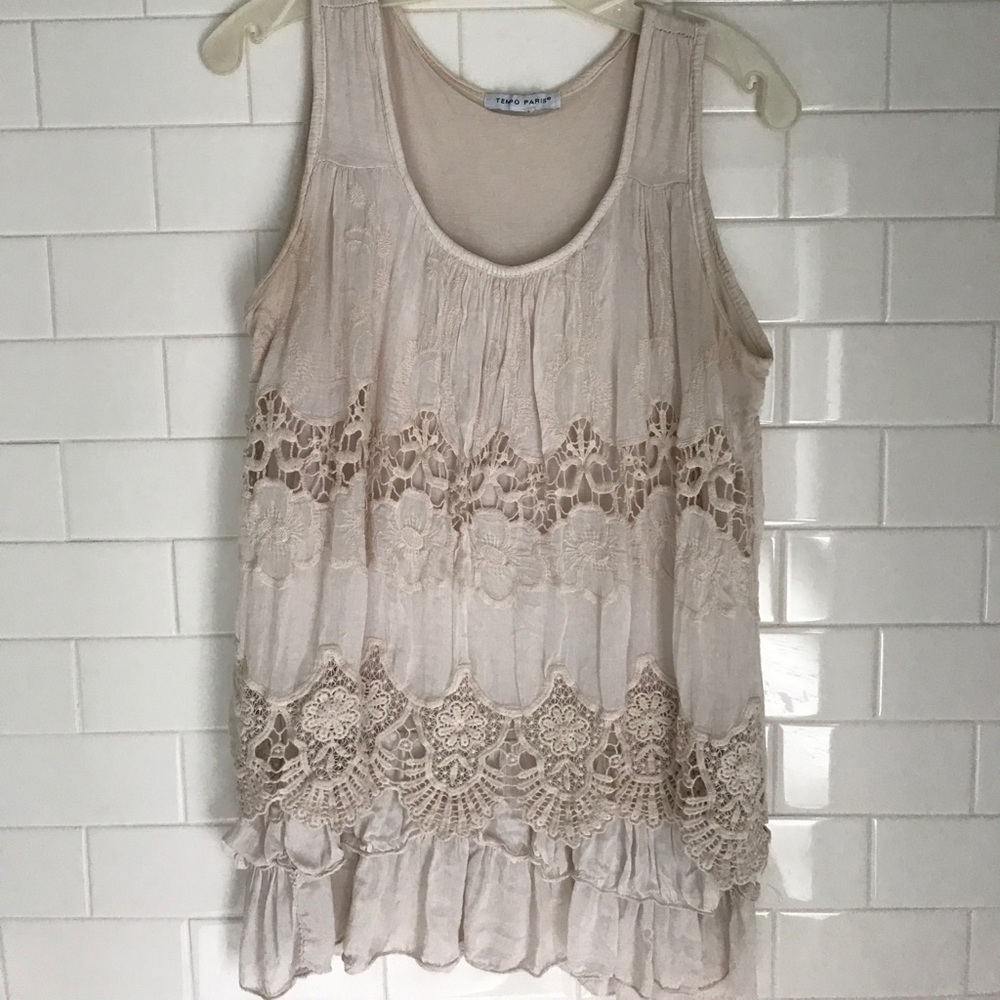 Cream lace blouse summer cotton top
