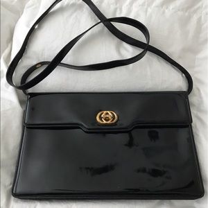 Vintage Black Patent Leather Gucci Handbag