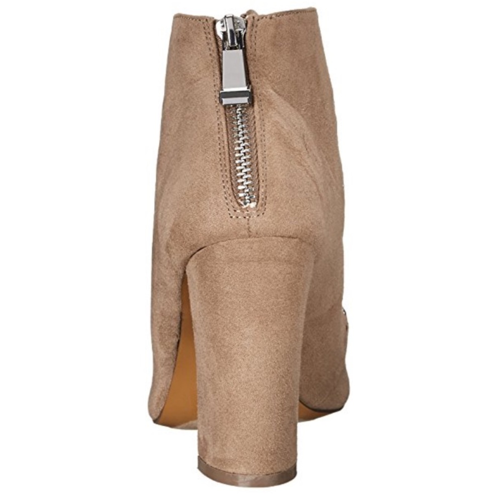 Taupe Cut Out Embellished Rhinestones Bootie - Picture 2 of 3
