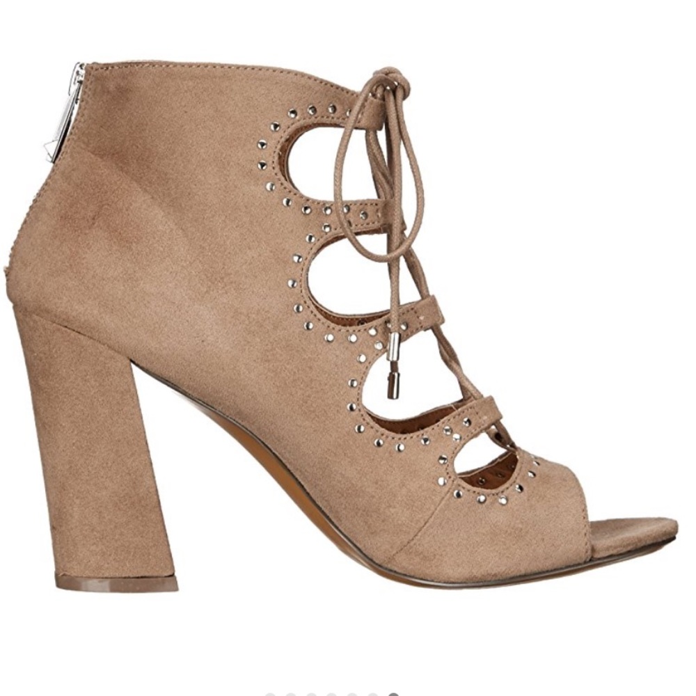 Taupe Cut Out Embellished Rhinestones Bootie - Picture 3 of 3