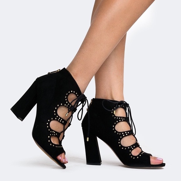 Urban Outfitters Shoes - Taupe Cut Out Embellished Rhinestones Bootie