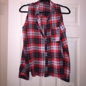 Off the shouler, button up, sheer, flannel
