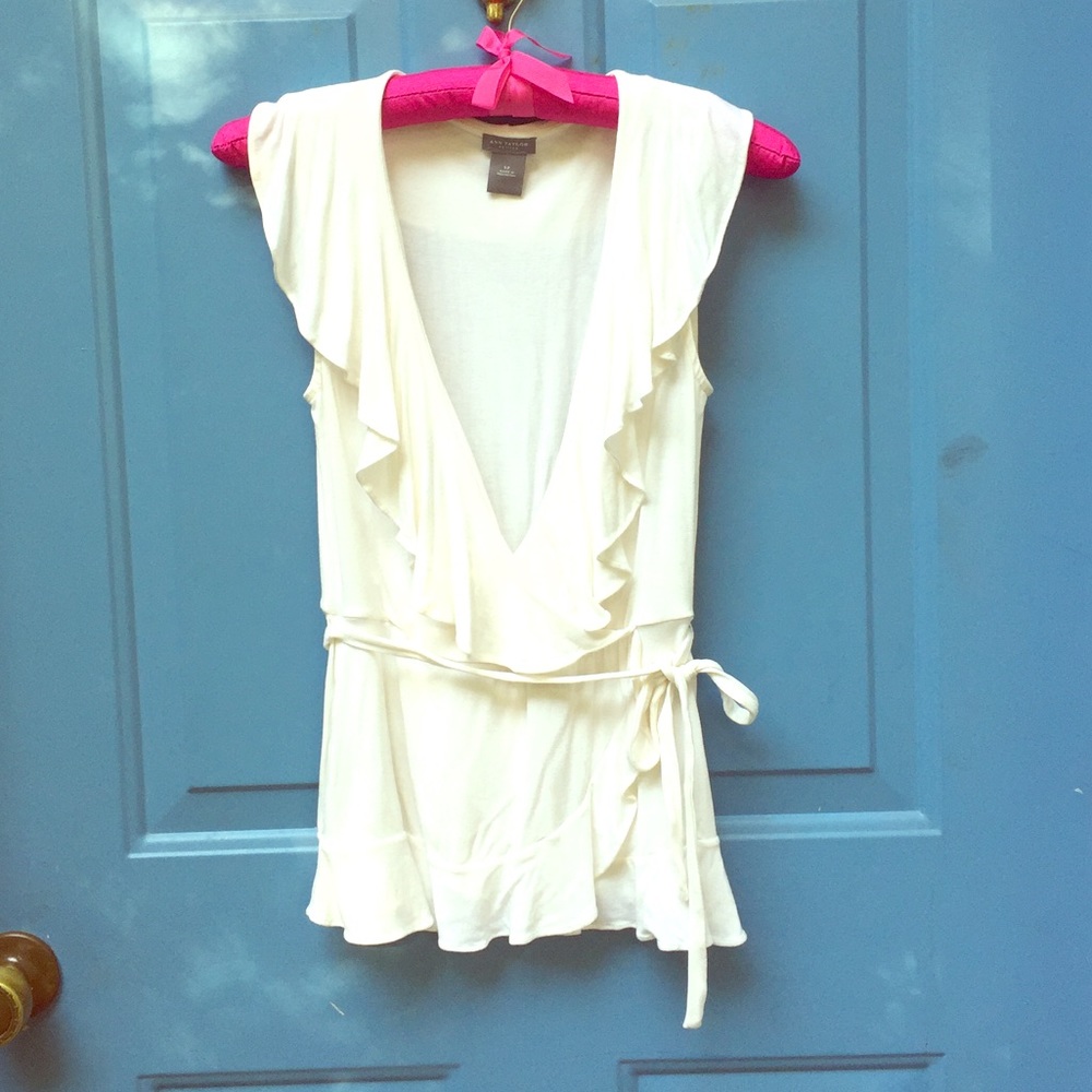 Ann Taylor White Ruffle Tank - Picture 1 of 3