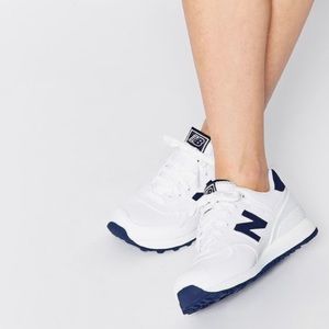 White and Navy New Balance Ecap Sneakers