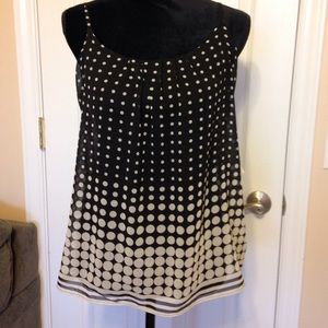 New York & company black w white circles tank
