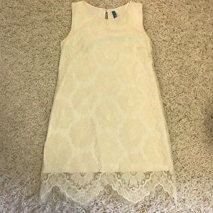 Francesca's White Lace Shift Dress