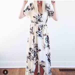 CLAIMED floral wrap dress