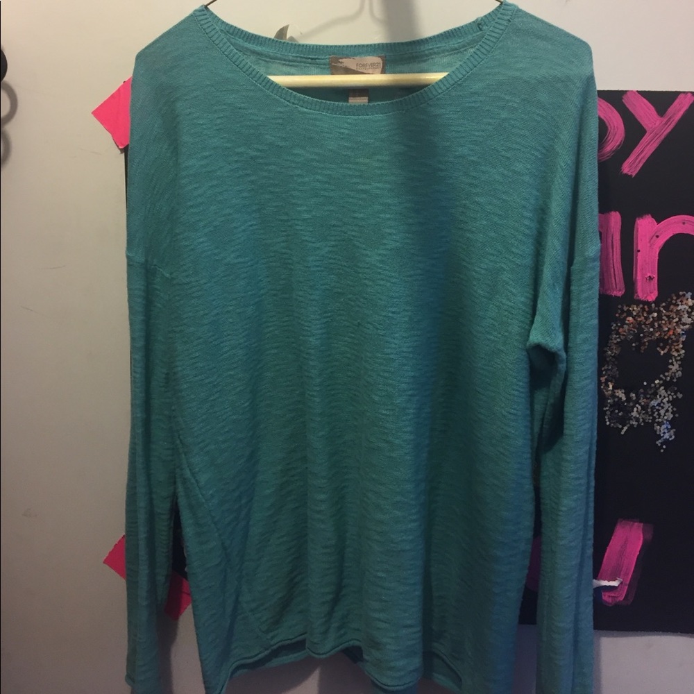 teal sweater