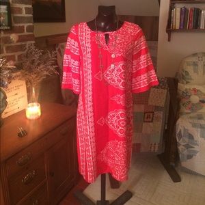 NY&C Coral Red Patterned Dress