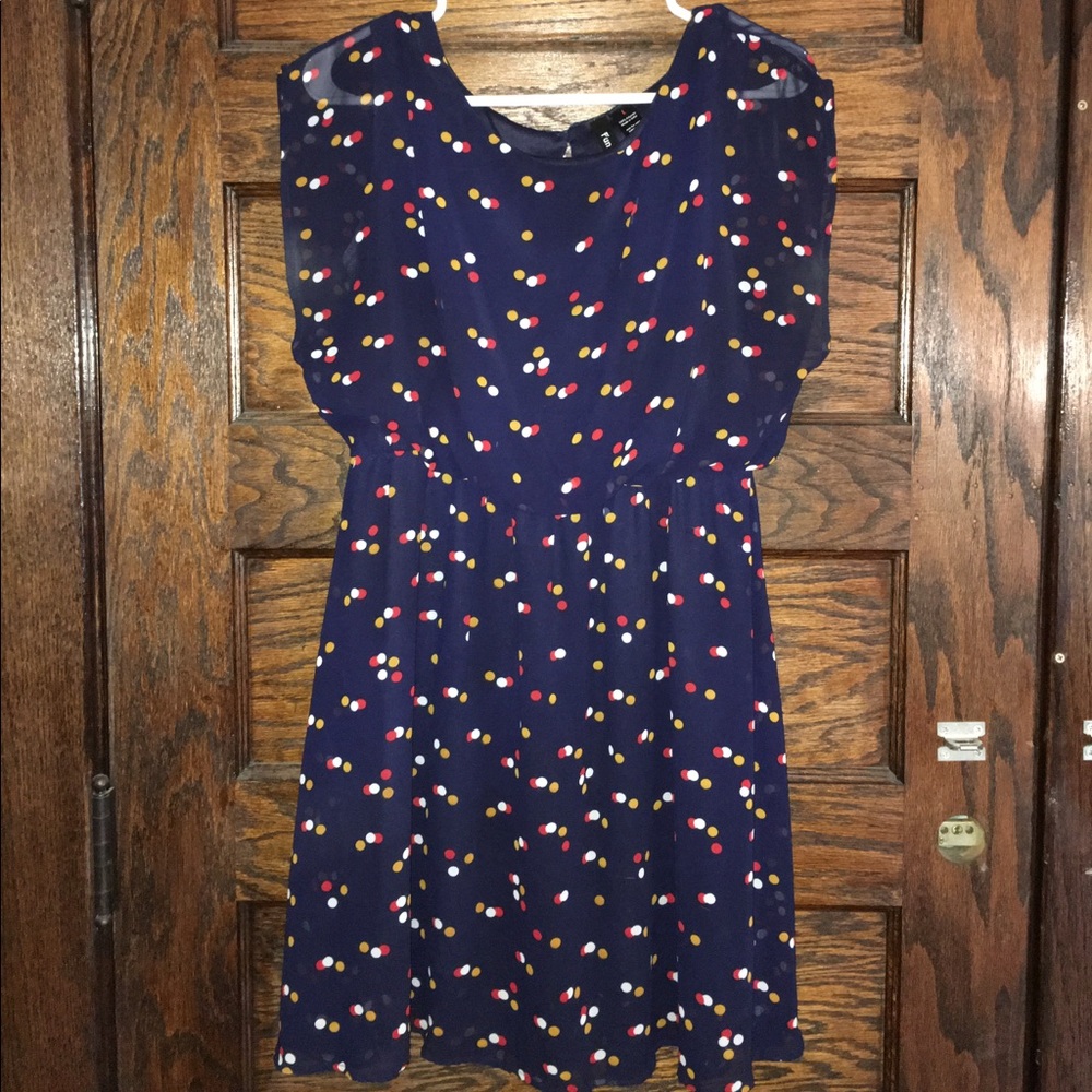 ❌SOLD❌ Mod Cloth Style Navy Polka Dot Swing Dress