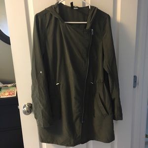 Utility Jacket with diagonal zipper
