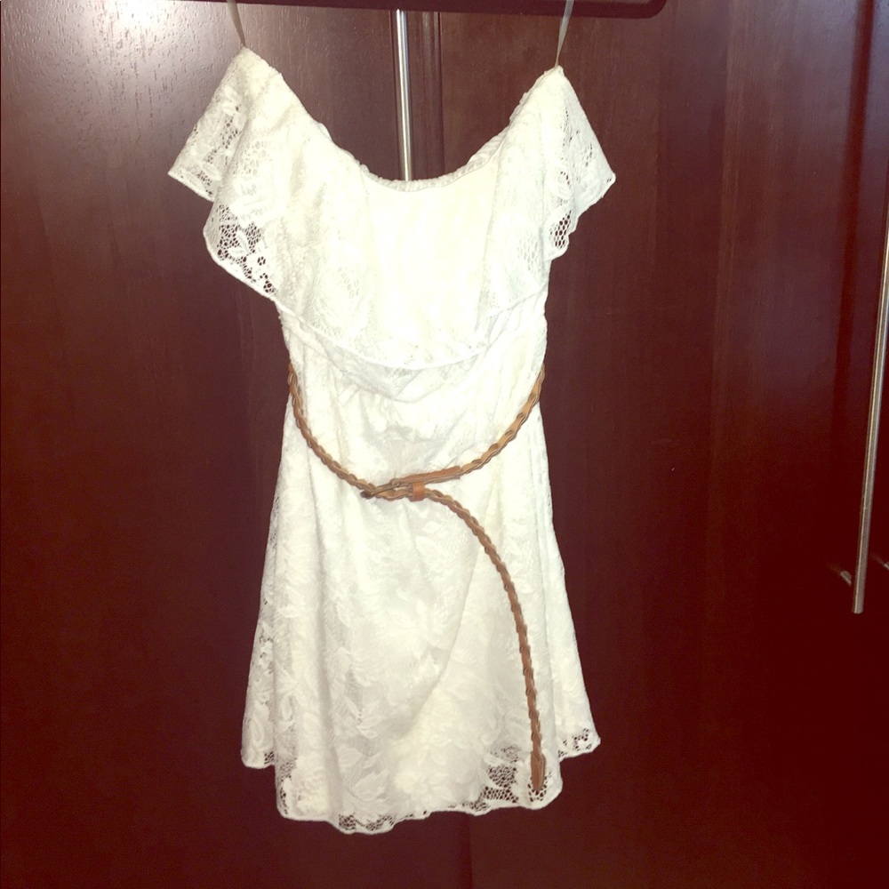 Flowy white lace dress