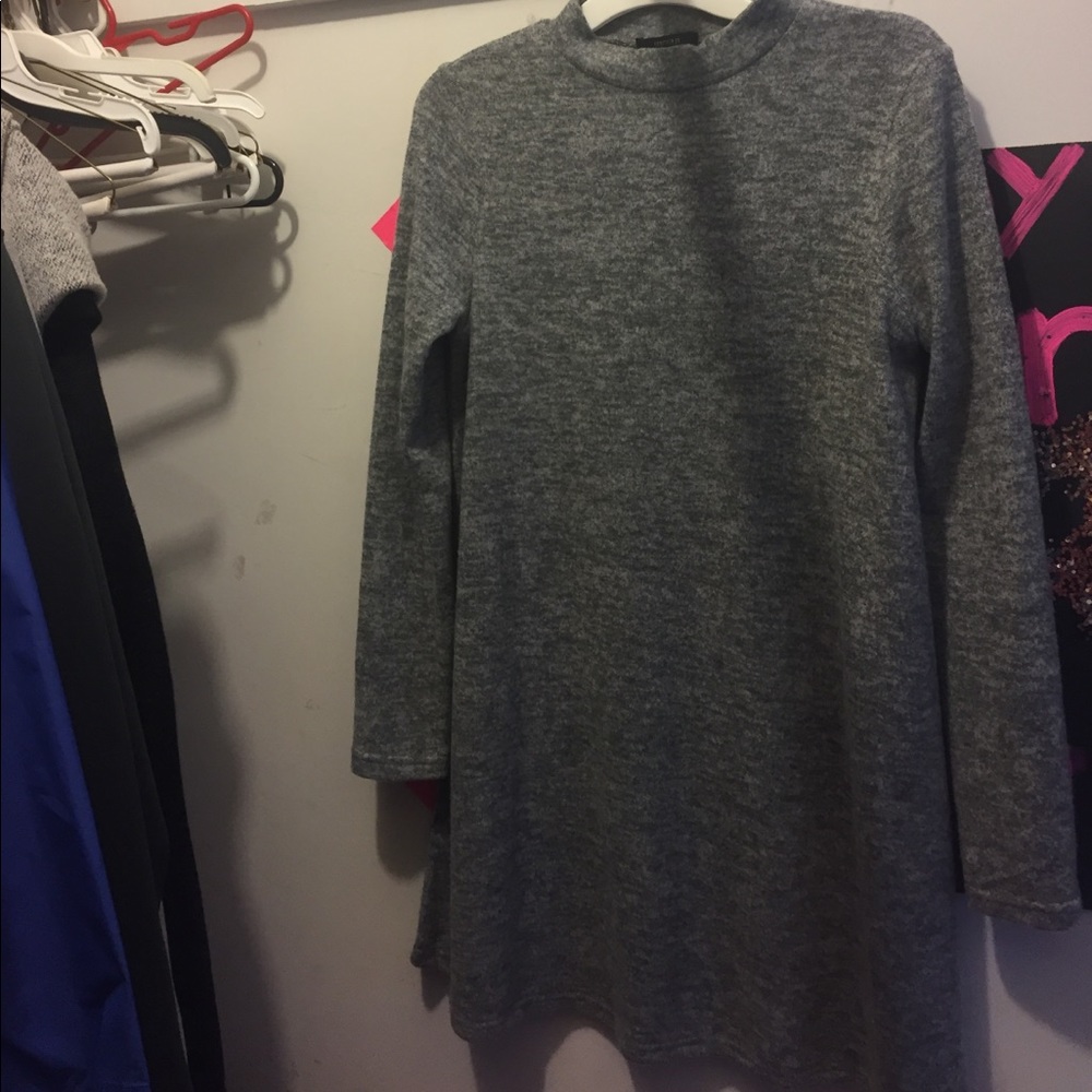 Grey fleece long sleeve dress