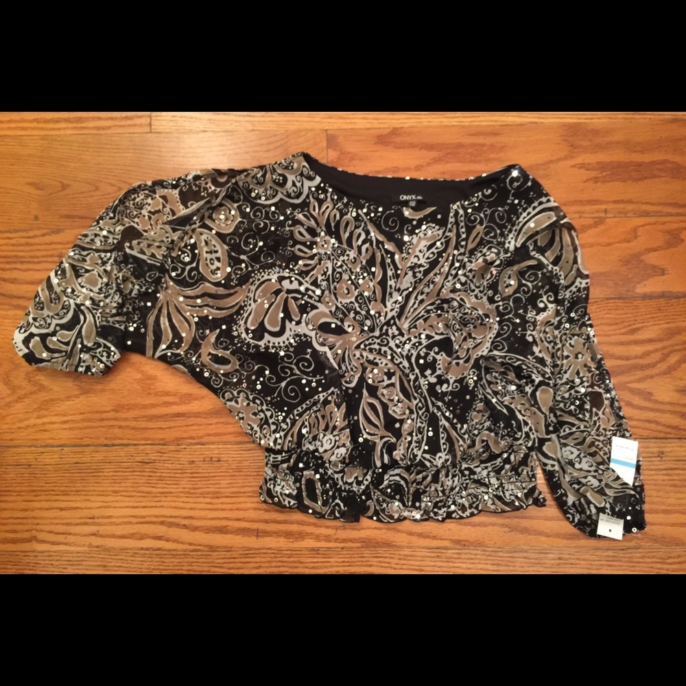 Onyx Nite Top with Sequins, Black