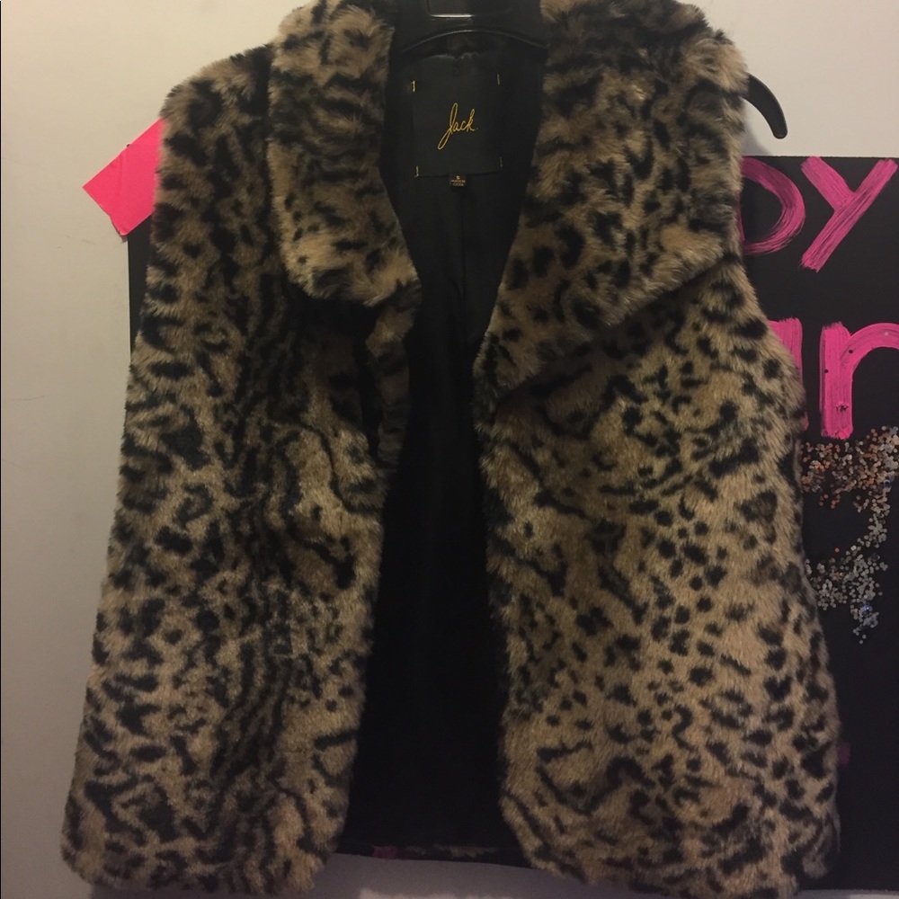 Cheetah print fur vest