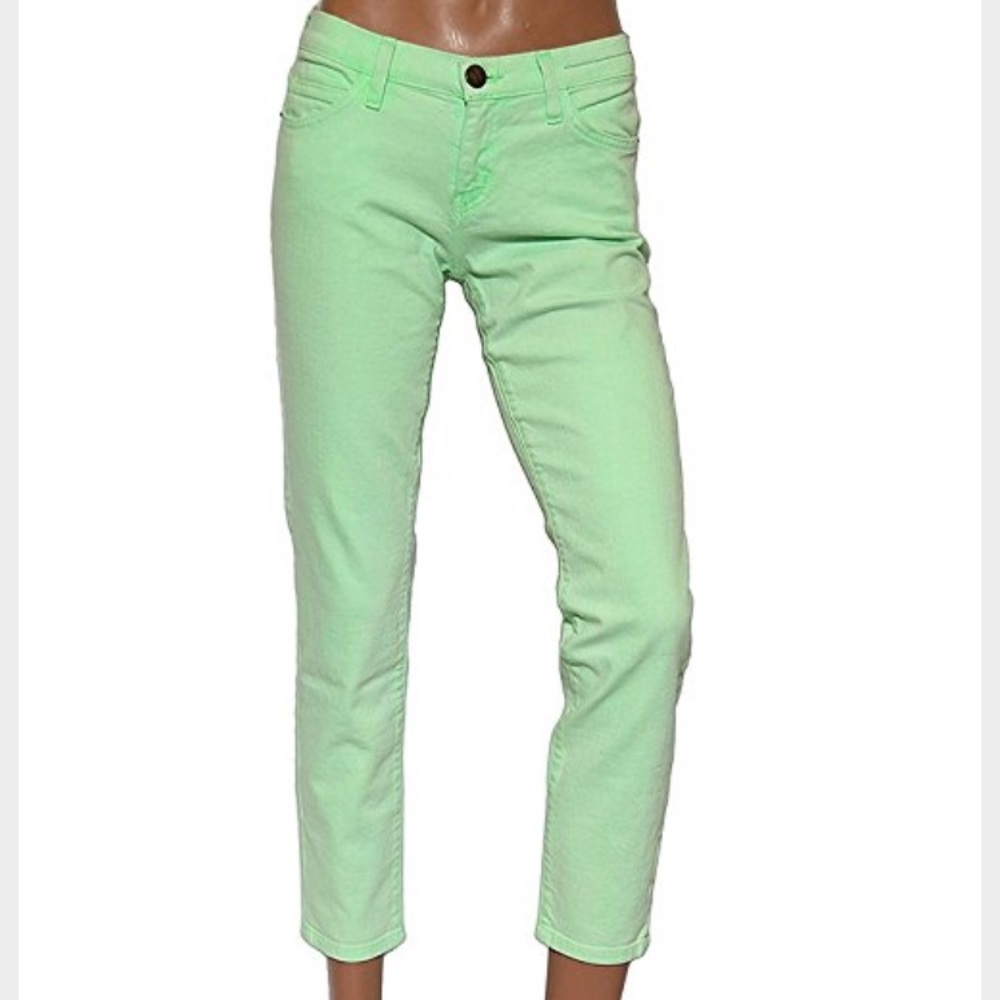 Current Elliott lime green skinny stiletto jean