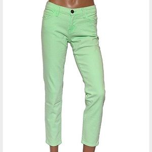 Current Elliott lime green skinny stiletto jean