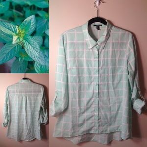 🌿Minty Grid Button Down🌿