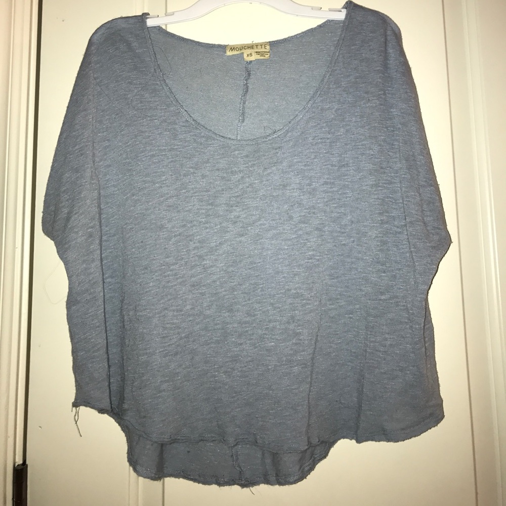 Baby blue high low short sleeve top