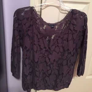 American Eagle floral, lace blouse