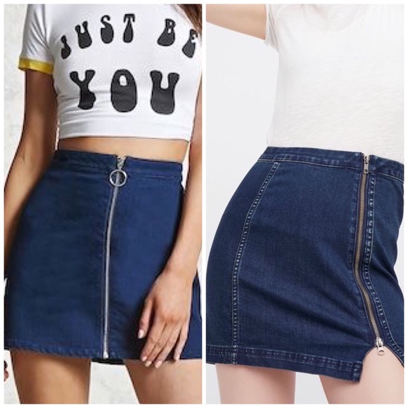 ⚡️HOST PICK⚡️VTG 80's Exposed Zipper Denim Skirt - Picture 2 of 4