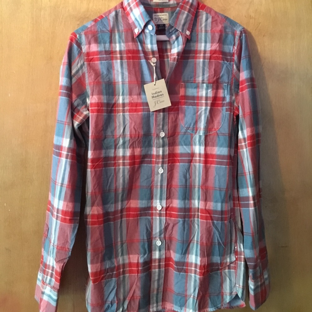 J. Crew Slim Fit Indian Madras Button Down Shirt