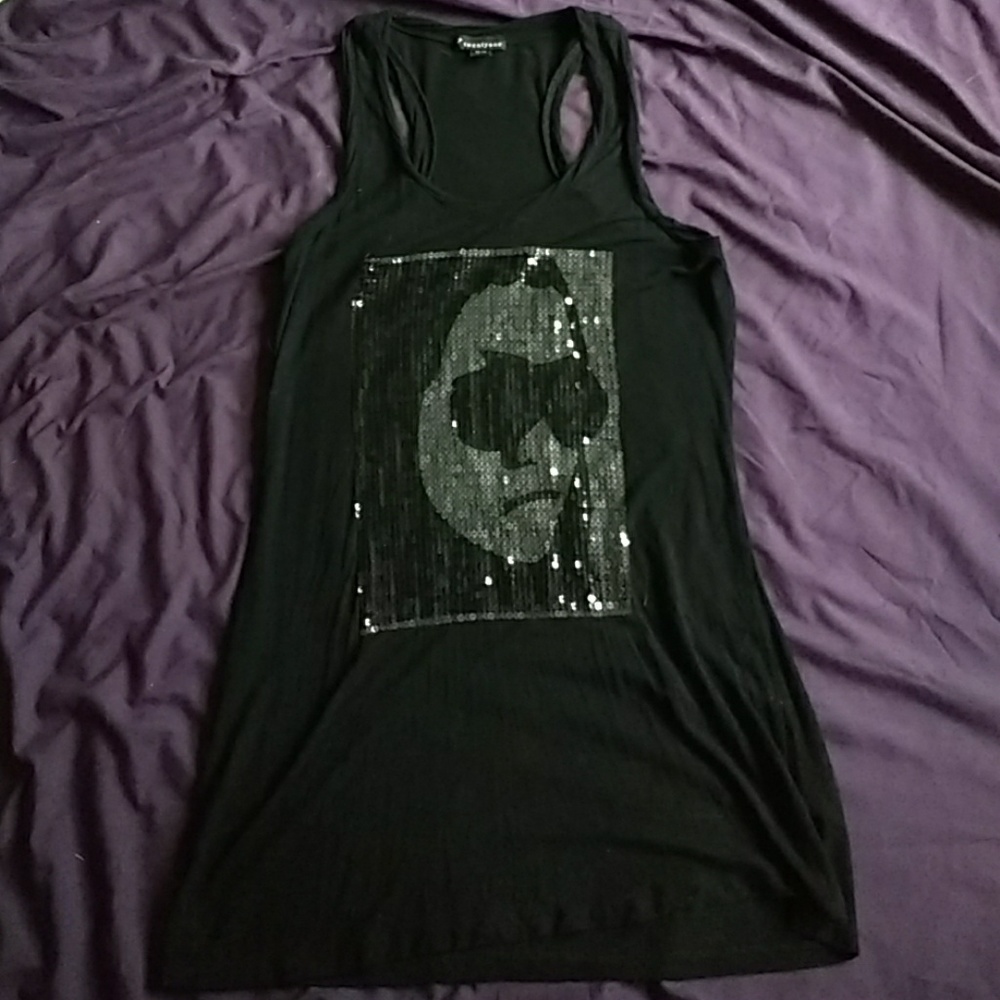 Subtle Sequin Face Long Slim Racerback