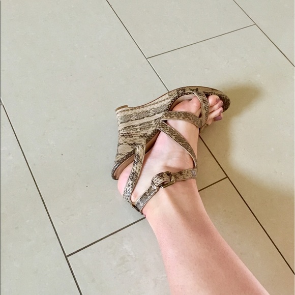 Nude, beige, grey Snake wedges - Picture 4 of 5
