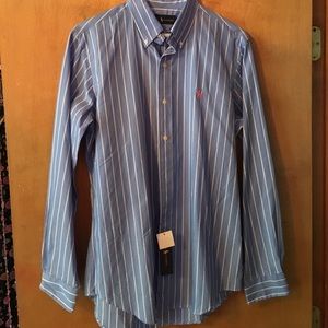 Ralph Lauren Blue/White Striped Button Down Shirt