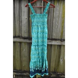 Mudd Teal Navy Yellow Maxi Dress 100% cotton