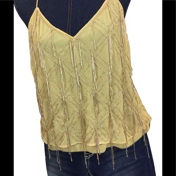 NEW FREE PEOPLE Medium Gatsby Tank Top Cream Beads - Picture 2 of 8