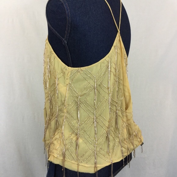 NEW FREE PEOPLE Medium Gatsby Tank Top Cream Beads - Picture 3 of 8