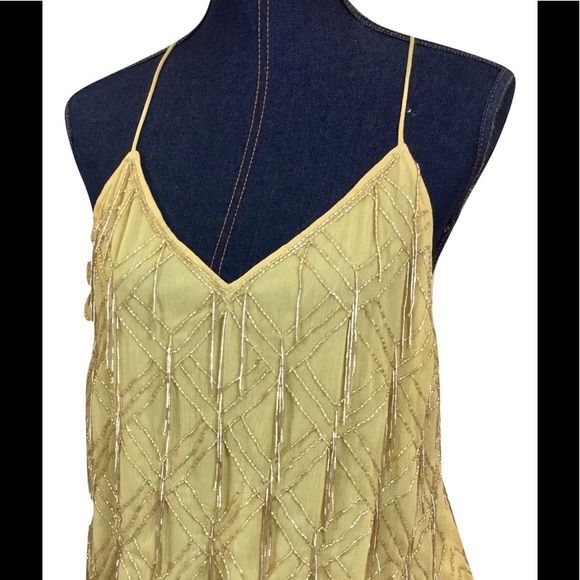 NEW FREE PEOPLE Medium Gatsby Tank Top Cream Beads - Picture 5 of 8