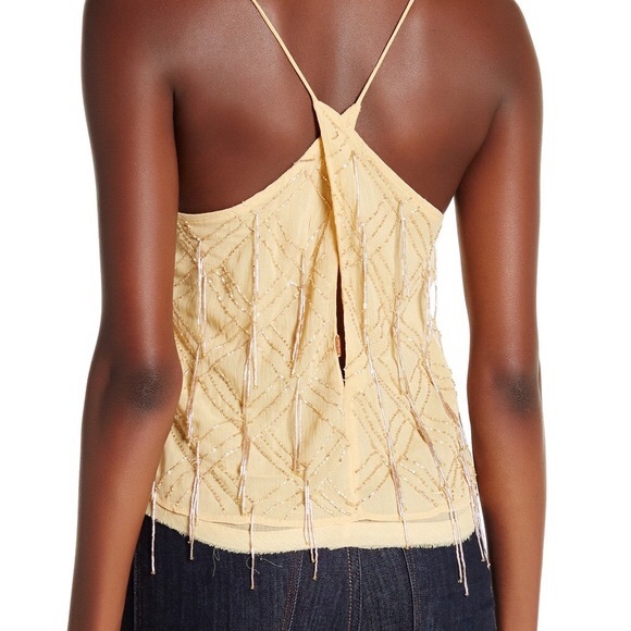 NEW FREE PEOPLE Medium Gatsby Tank Top Cream Beads - Picture 7 of 8
