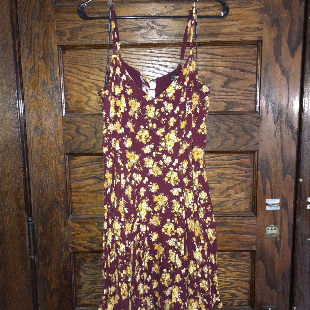 ❌SOLD❌ Forever 21 Maroon & Yellow Floral Minidress