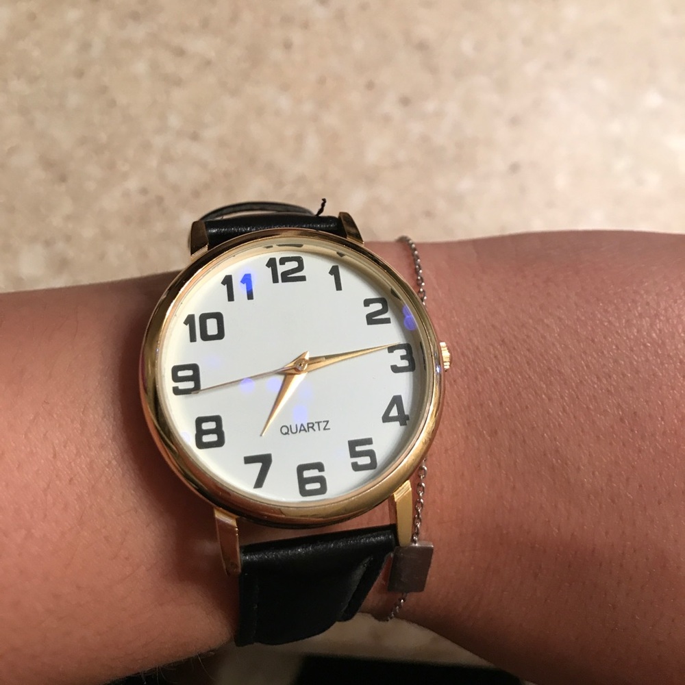 Black leather watch