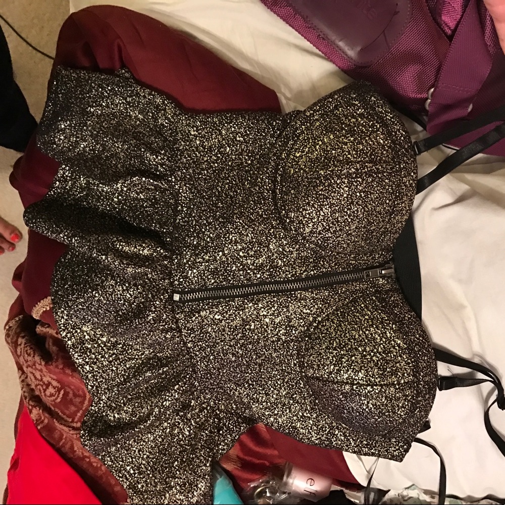 Gold bustier peplum top