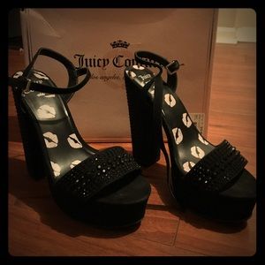 Juicy couture black gem studded 6 inch heels