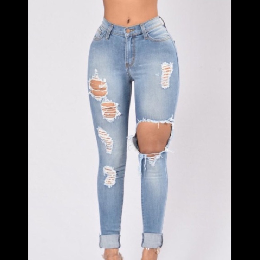 NEVER WORN Fashionova High Waisted Ripped Jeans